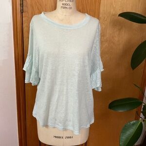 1State linen ruffle sleeve top size m